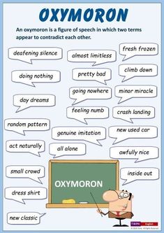 an oxymoron is a figure in which two terms appear to contact each other