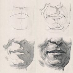 four different angles of the same person's face and body, each with their own drawing skills