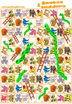 an image of a game board with animals and ladders for children to play on