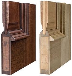 two different types of wooden doors with woodgrains on each side and the other side