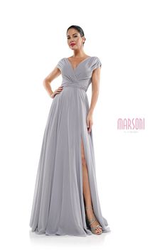 Expertly designed and finely crafted, the Marsoni by Colors -M251 Chiffon Gathered V-Neck Gown is a must-have for any formal occasion. The delicate chiffon fabric and gathered v-neck create a timeless silhouette that exudes elegance. Elevate your style and make a statement with this stunning gown. Beach Wedding Black, Light Grey Dress, Long Formal Gowns, Wedding Dress With Veil, Long Sleeve Dress Formal, Chiffon Evening Dresses, Girly Dresses, Brides Wedding Dress, Black Tie Wedding