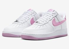 Nike Air Force 1 Low White Pink Rise-4 Nail Bags, White Air Force 1, White Air Forces, Nike Shoes Air Force, Nike Force, Fresh Shoes, Sneaker Release, Nike Air Force 1 Low