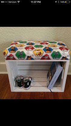 a shoe rack with shoes on top of it