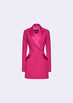 MAGENTA – POLYESTER JACKET DRESS, JACKET  $580.00 University Outfits, University Outfit, Women's Suits, Polyester Jacket, Dress Jacket, Fashion Icon, Food Ideas