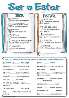 an open book with spanish words and pictures on the pages, which are also in english