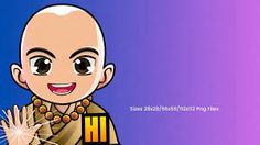 an animated image of a bald man holding something in his hand with the words h on it