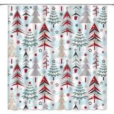 Elevate your holiday bathroom decor with the Christmas Tree Shower Curtain! Measuring 72x72 inches, this beautifully designed curtain features a striking pattern of red and gray Christmas trees, creating a festive and cozy ambiance. Grey Christmas Tree, Holiday Bathroom Decor, Tree Shower Curtain, Holiday Bathroom, Bath Store, Red Curtains, Cozy Ambiance, Red And Grey, Curtain Accessories