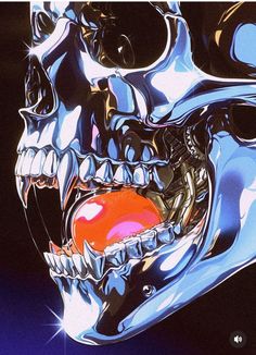 an abstract image of a skull with its mouth open