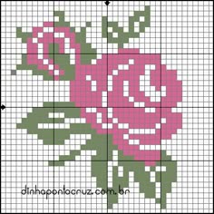 a cross stitch pattern with pink roses on it