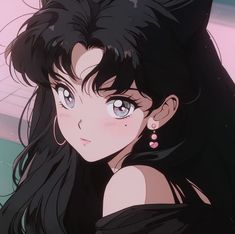 Sailor Moon Hair Down, Sailor Moon Fan Art Usagi, Sailor Moon Dark Aesthetic, Shojo Art Style, Sailor Moon Aesthetic 90s, Sister Pfp, Black Lady Sailor Moon, Sailor Moon Pfp, 90s Anime Aesthetic