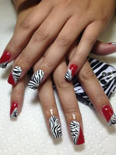 Zebra with color blocking!! GUESS WHOS'S HANDS ARE THESE??? MINE!!! Lily Nails, Cheetah Nail Designs, Tiger Nails, Cheetah Nails, Stiletto Nail Art