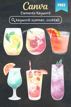 a menu with different types of drinks on it