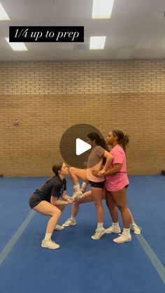 Coach Kristie on Instagram: "⭐️Once the one leg and two leg load in to extension prep is mastered, move to a 1/4 up! 🪩It’s a fun way to introduce spinning and again helps flyers build confidence 💪🏽and technique! ✨ #cheer #cheerleading #highschoolcheer #stuntbasics #cheercoach #cheerstunting" Prep Cheer Stunts, How To Be A Flyer In Cheerleading, Cheer Stretches Flexibility Flyers, Cheer Stunts For Beginners, Cheer Extension Stunt Tips, Flyer Stretches Cheerleading, Flyer Tips Cheer Stunts, Cheer Stunts For Little Kids, Partner Stunts Cheerleading