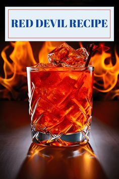 This Pinterest pin showcases the Red Devil Cocktail Recipe. The pin features an image of a delicious Red Devil cocktail, perfect for parties or a refreshing drink. Keywords: Red Devil cocktail, mixed drinks, cocktail recipe.