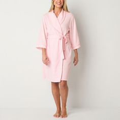 Step out of bed and wrap yourself the warmth of this women's robe from Liz Claiborne. It's made from soft waffle-knit with a shawl collar, long sleeves, a self-tie waist, and side slip pockets. Closure Type: TiePockets: 2 Side Slip PocketsSleeve Length: 3/4 SleeveApparel Length: 40 InchesFiber Content: 100% PolyesterFabric Description: WaffleLining: UnlinedRobe Length: Knee LengthCollar: Shawl CollarCare: Tumble Dry, Machine WashCountry of Origin: Imported Cozy Daywear Robe, Women's Robe, Shawl Collar, Waffle Knit, Liz Claiborne, Long Length, Women Long Sleeve, Knee Length, Shawl