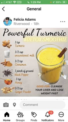 Turmeric Drink, Turmeric Recipes, Smoothie Drink Recipes, Healthy Drinks Smoothies, Healthy Juice Recipes, Makanan Diet, Healthy Drinks Recipes, Health Drink, Healthy Juices