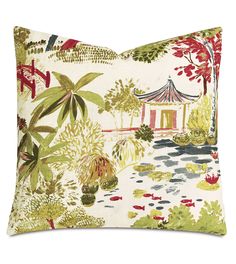 Boutique Imperial Chinoiserie Decorative Pillow In Summer Eastern Accents Size: 22X22 Eastern Accents, Summer Fabrics, Nature Design, Decorative Pillow Covers, In Summer, Chinoiserie, Vintage Look, Accent Pillows, Pillow Inserts