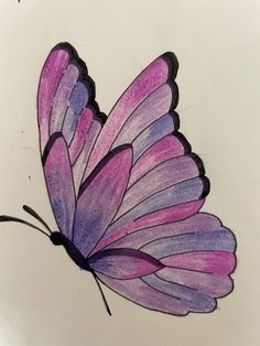 a drawing of a pink and purple butterfly