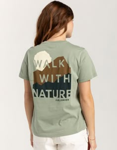 Fjallraven Nature Tee. Graphic On Left Chest. Large Graphic On Back. Ribbed Crew Neckline. Long Sleeves. 100% Cotton. Machine Wash. Imported. Model Is Wearing A Size Small. Model Measurements:height: 5'7" Bust: 32"waist: 24.5"hips: 36" Camping Shirt Designs, Minimalist Outdoorsy Style, Outdoor Graphic Tees, Outdoor Graphic Tee With Crew Neck, Mountain Shirt Design, Spring Outdoor Graphic Tee, Outdoor Graphic Tee With Front Print, Outdoorsy Graphic Tees, Mountain Shirts