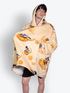 Size: One Size Fits Most Dragon Ballz Goku, Anime Blanket, Oversized Blanket, Blanket Hoodie, Sweat Hoodie, Wearable Blanket, Hooded Blanket, Oversized Hoodie, Anime Inspired