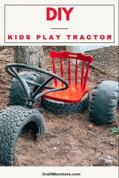 DIY kids play tractor Diy Outdoor Toys For Kids, Diy Kids Play, Backyard Playground Ideas, Diy Outdoor Toys, Diy Kids Playground, Outdoor Kids Play Area, Kids Yard, Kids Backyard Playground, Play Area Backyard