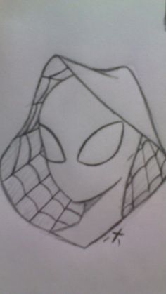 a drawing of a spider - man mask on a piece of paper