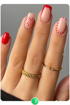 Red French tips with candy cane dots add a fun, holiday-inspired twist to classy simple Christmas nails. A playful, festive design with a refined edge. French Tip Candy Cane Nails, Nails Inspiration Red, Nails Inspiration Simple, Short Coffin Nails Designs, Christmas Nail Colors, Candy Cane Nails, Plaid Nails, Christmas Nails Easy