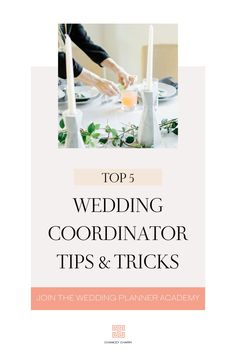 the top 5 wedding coordination tips and tricks in this postcard, you can see how to