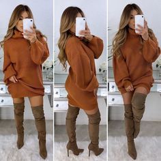 Turtle Neck Sweater Dress, Turtleneck Sweater Dress, Turtle Neck Sweater, Over Size, Cute Everyday Outfits, Outfit Inspo Fall, Fall Fashion Outfits, Mom Outfits, Winter Fashion Outfits