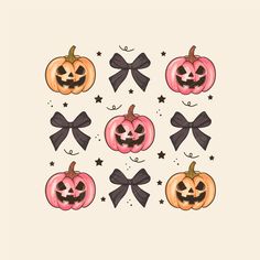 halloween pumpkins with bows and skulls on them