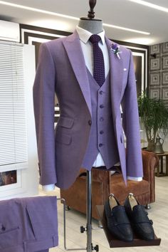 (eBay) Find many great new & used options and get the best deals for Purple Men Suit Peak Lapel Slim Fit Groom Party Prom Dinner Tuxedo Wedding Suits at the best online prices at eBay! Free shipping for many products! Suits For Prom, Suit For Prom, Tuxedo Wedding Suit, Prom For Guys, Purple Suit, Prom Suits For Men, Purple Suits, Stylish Suit, Party Suits