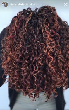 Sizzling Red Highlight Ideas for Every Hair Length Brown Curly Hair Color Ideas, Cute Hair Dye Ideas For Curly Hair, Curly Highlights, Fashion Show Makeup, Curly Haircut, Curly Color