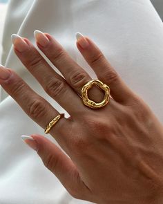 Nova Luxury Gold Ring | Aureum Collective Aureum Collective, Circle Ring, Organic Design, Gold Vermeil, Gold Ring, Gold Rings, Flash, Gold Plate, 925 Sterling Silver