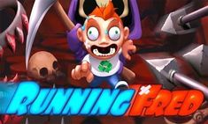 the title for running red is shown in front of an image of a cartoon character