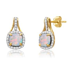 PRICES MAY VARY. SOLID 10K GOLD - All parts of these earrings are crafted in your choice of white or yellow gold and stamped with “10K”. 10K gold will not oxidize or discolor. Wear these earrings every day, everywhere! DETAILS - Premium quality created opal gemstones measuring 6 millimeters, accompanied by natural white diamonds measuring 1.1 millimeters each. Each cushion cut gemstone is masterfully cut and secured by a prong setting. Because of the natural characteristics of gemstones, stone s Sapphire Drop Earrings, Opal Drop Earrings, 3 Carat Diamond, Gemstone Drop Earrings, Gold Cushions, Broken Chain, Birthstone Earring, September Birthstone, 3 Carat