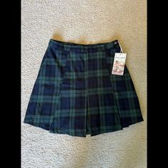 Blue And Green Plaid Skirt With Shorts School Mini Skirt For Fall In Blue, Green Lined Skirt Bottoms For School, Preppy Green School Bottoms, Preppy Lined Skirt Bottoms For School, Green Blue Outfit, Green Plaid Skirt, Checked Skirt, Blue And Green Plaid, Plaid Pleated Mini Skirt