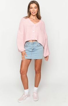 Pink Knitted Cardigan

How to style:
We love a cute cardi, and the Jen Light Pink Knit Cardigan (https://www.beginningboutique.com.au/collections/cardigans) is one of those everyday pieces you’ll reach for again and again. Keep it cute and casual with your fave jeans (https://www.beginningboutique.com.au/collections/jeans) and sneakers in this piece.

Features:

  
 * Chunky knit fabrication 
 * V neck design 
 * Oversized style 
 * Cuffs at bottom of sleeves and bottom hem 
 * Heavy weight mate Pink Knitted Cardigan, Pink Knit Cardigan, V Neck Design, Prom Midi Dress, 60's Dress, Pink Knit, Oversized Style, Strapless Tops, Knitted Cardigan