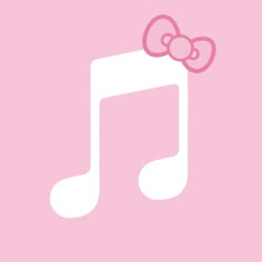 a pink hello kitty wallpaper with a music note and a bow on it's head