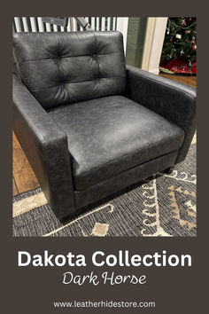 Dakota Collection Dark Horse at www.leatherhidestore.com, a picture of an armchair reupholstered in smokey distressed black leather Furniture Reupholstery, Auto Upholstery, Car Upholstery, Leather Hide, Dark Horse, Distressed Leather, Leather Diy, Top Grain Leather, Grey Color