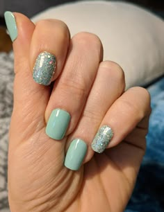 March Sns Nails, March Color Nails, Nail Art Tosca, Light Green Spring Nails, Nails For Baby Boy, March Gel Nails Ideas, March Nails Short, Seaglass Nails, Baby Boy Nail Ideas