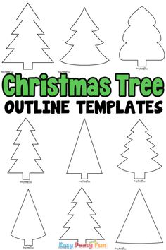 christmas tree outline templates for kids to color and cut out with the word, christmas tree outline