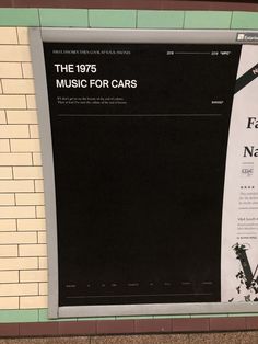 an advertisement on the side of a wall for music for cars