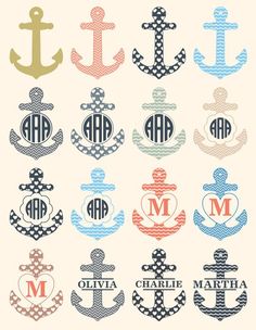 the monogrammed anchor decals are available in multiple colors