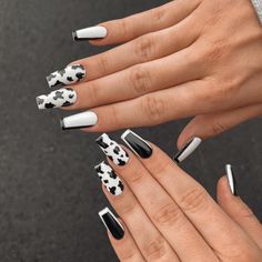 Nail Simple Art, Nail Ideas Western, Nails Cowgirl, Cowgirl Nails, Nail Simple, Cow Print Nails