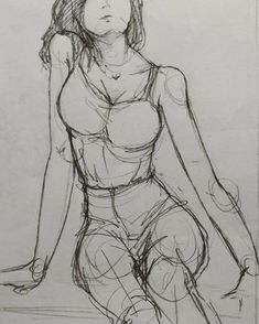 a drawing of a woman sitting on the ground