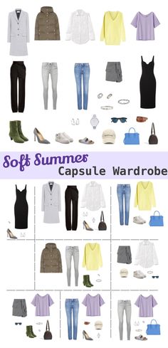 Capsule Wardrobe for Soft Summer person💙🌞 Soft Summer Capsule, Soft Summer Capsule Wardrobe, Summer/fall Outfits, Minimalist Fashion Summer, Capsule Wardrobe Casual