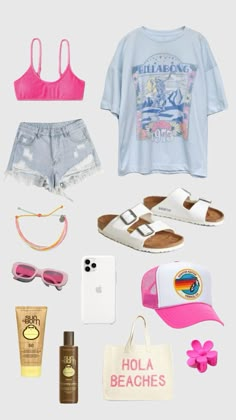 #beach #preppy #preppyoutfitideas #cuteoutfitsforschool #school #summer #summeroutfitideas #sunscreen #sunbum #hotpink #blue #pink #yellow #outfits Beach Girl Outfits For School, Cute Summer Fits 2024, Beach School Outfits, Hoț Girl Summer Outfit, Teen Beach Outfits, Preppy Summer Outfits For School, Preppy Summer Fits, Summer Bitmoji Outfits, Outfits For Florida