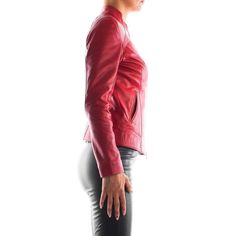 Italian handmade Women soft genuine lambskin leather jacket slim fit color Red Lambskin Leather Jacket, Lambskin Leather, Red Color, Red Leather Jacket, True Colors, Leather Jacket, Slim Fit, Red, Color