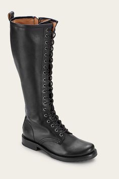 Buy the Veronica Combat Tall Boot and more leather shoes, bags, and accessories, all made with quality leathers and materials by The Frye Company. Tall Combat Boots, Medieval Boots, Frye Veronica, Quality Leather Boots, The Frye Company, Black Boots Tall, Tall Boot, Frye Boots, Combat Boot