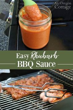 bbq sauce is being poured onto the grill to make barbecues easy and delicious